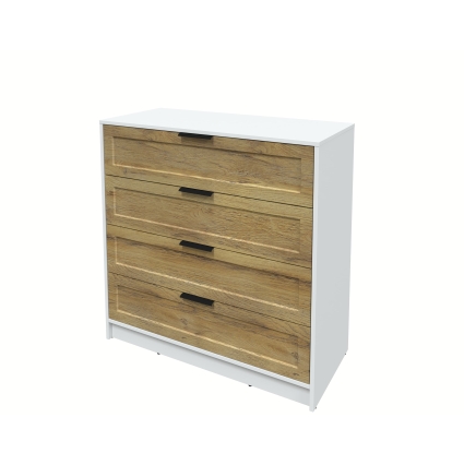 Kомод Тренд КТ-К100 (Белый ЛДСП/ Дуб вотан ЛМДФ) Ш1000 В1020 Г451 Kомод Тренд КТ-К100 (Белый ЛДСП/ Дуб вотан ЛМДФ) Ш1000 В1020 Г451